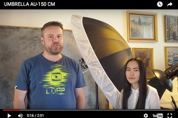 Video - Big umbrella AU-180 cm + difúzní vrstva stříbrná odrazná plocha v akci :)